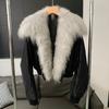 Мех енота меховая шуба с высокой талией летный костюм женский большой меховой воротник пуховик новый стиль