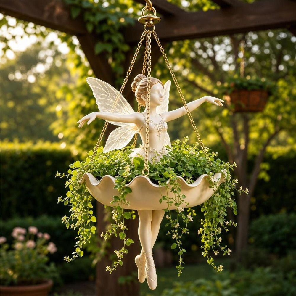 Elegant Fairy Flower Pot Vintage Girl Hanging Plant Basket  Indoor Decor