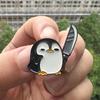 Funny Penguin Holding Big Knife Brooch Pin Badge for Backpacks Hats Unique Gift Accessory