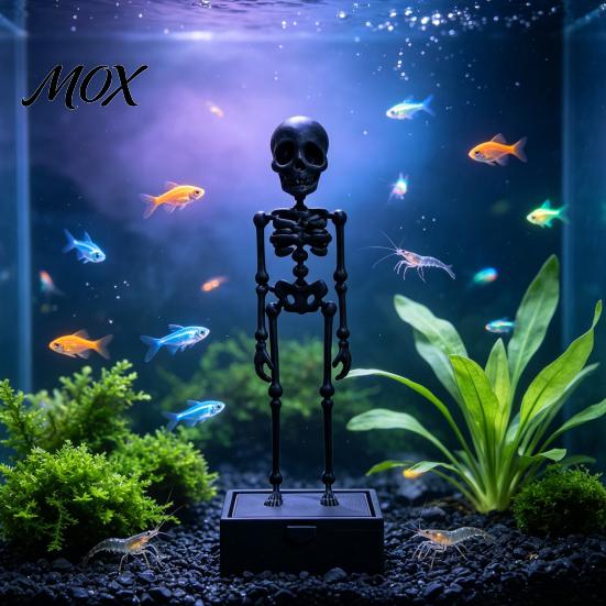 Unique Dark Style Tank Ornament Dancing Skeleton Aquarium Bubbler with Movable Joints for Halloween Fish Decorations, Flexible Joint Air Powered