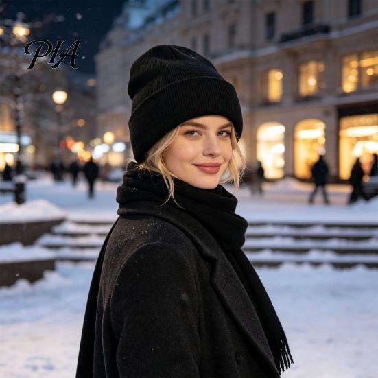 Solid Color Cold Weather Hats Satin Lined Knit Hat for Women, Winter Warm Soft Beanies, Fashion Stretchy Thermal Outdoors Frizz-free Hair Protection,