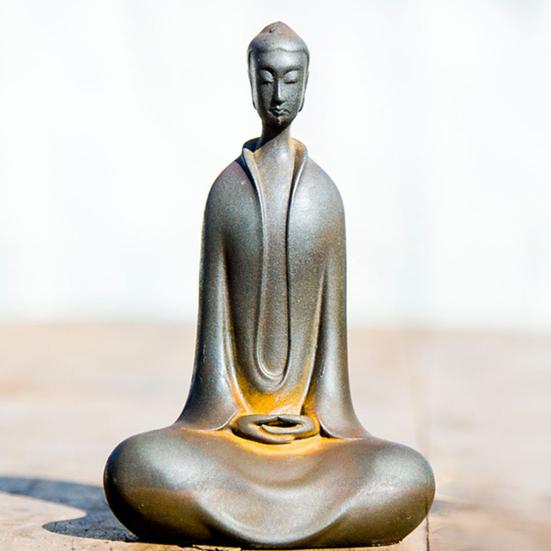 Японская железная статуэтка Будды Дзадзэн, миниатюрная чугунная статуэтка монаха, настольная скульптура Будды для медитации, декор для дома в стиле дзен