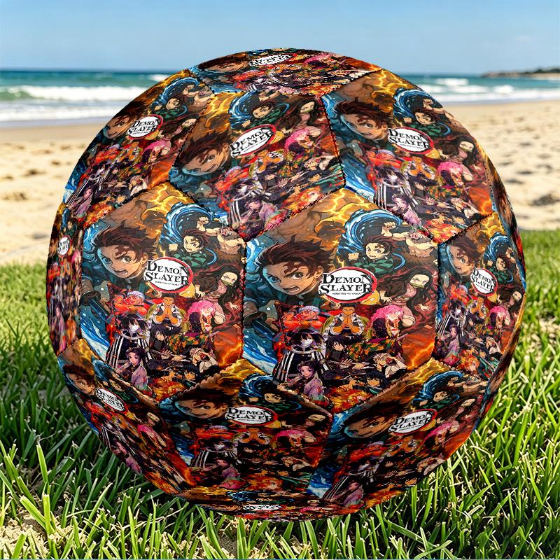 Demon Slayer Print Size 5 Soccer Ball, PU Wear Resistant Football for Match Training and Daily Practice, Birthday Gift for Soccer Fans