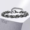 Vnox Хип-хоп 8 мм Мужские браслеты ручной работы из звеньев цепи, Винтажный панк-браслет из нержавеющей стали с переплетенной цепью
