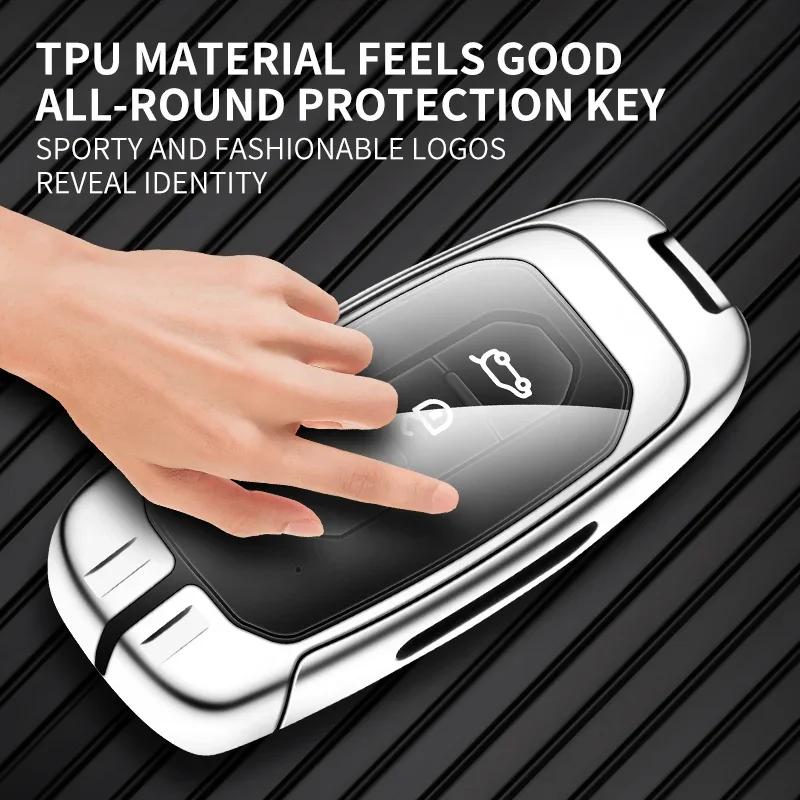 Car Sticker Hot For Ford Zinc Alloy Car Key Case Cover Shell Fob Accessories For Ford Territory EV EcoBoost S350 Yuhoo 7 8 Trans
