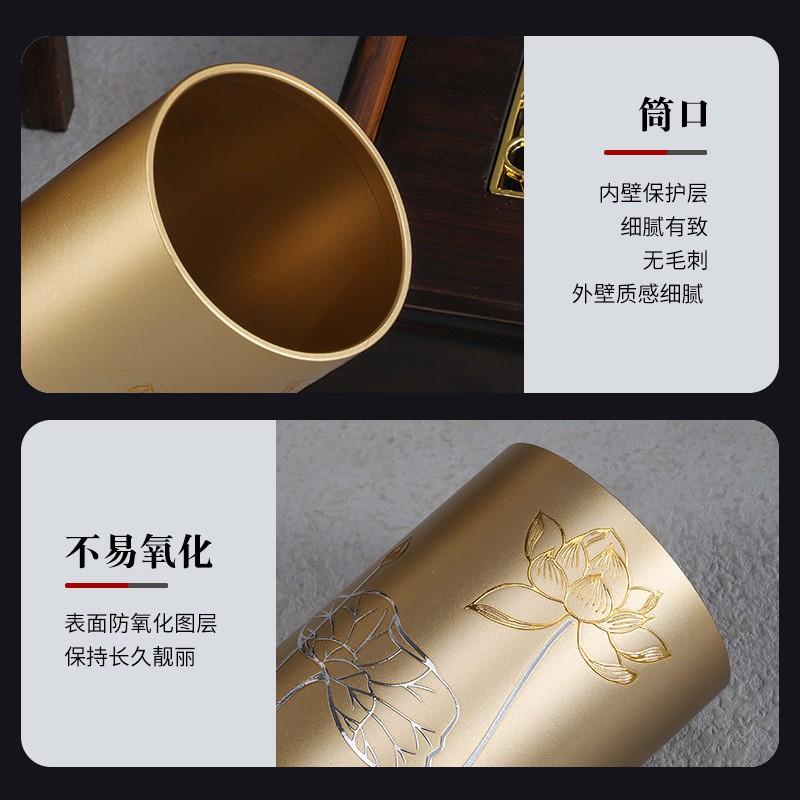 Brass Tea Ceremony Accessory Holder Set Six Tools Organizer Cylinder Home Decor