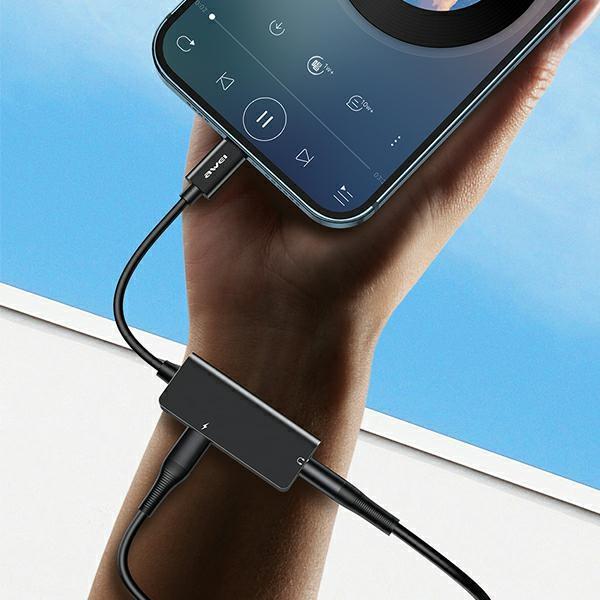 Adapter Lightning do Jack 3.5mm 2w1 AWEI Czarny