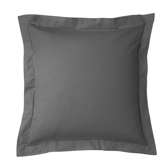 Taie d'oreiller percale de coton peigné "Julian" toutes dimensions Coton Pur - Julian Ardoise - Taie d'oreiller 65 x 65 cm finition