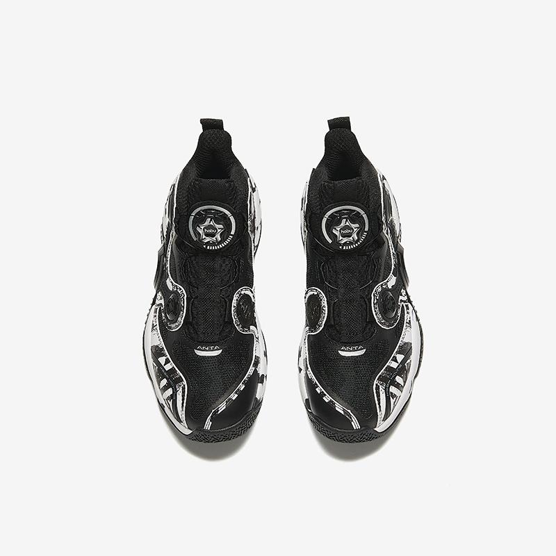 Anta Баскетбольные кроссовки Kids Asymmetric 4.0, удобные, универсальные, нескользящие, прочные, средней высоты, детские кроссовки, цвет черный, белый 312431121-4