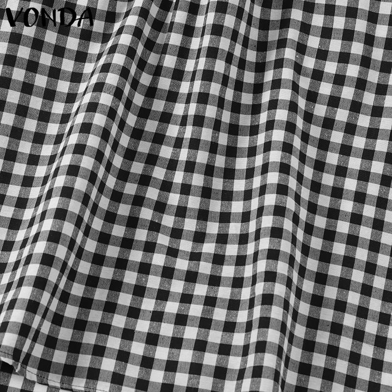 VONDA Летние женские безрукавки с клетчатым принтом нестандартные майки футболки