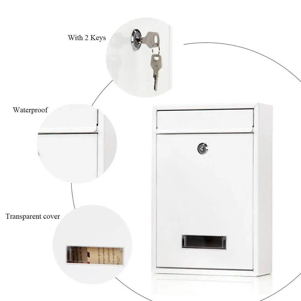 Iron Wall Mounted Mailbox Safe Locking Metal Email Suggestion Box Large Mail Drop Box for Home