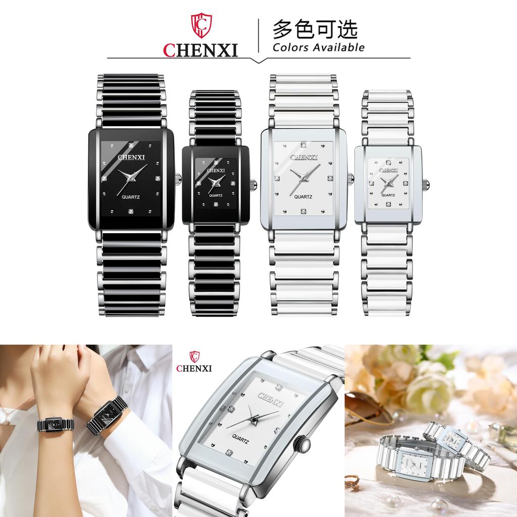 Chenxi Модные квадратные парные часы оптом Керамические трансграничные часы с кварцевым механизмом для внешней торговли