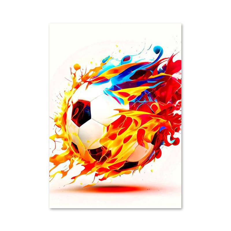 Абстрактные красочные футбольные плакаты и картины на холсте с изображением пламени, настенные художественные картины для гостиной, украшения дома, подарка