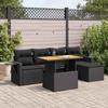 VidaXL Garden Lounge Set 6 Pcs with Cushions Black Wicker 3327135