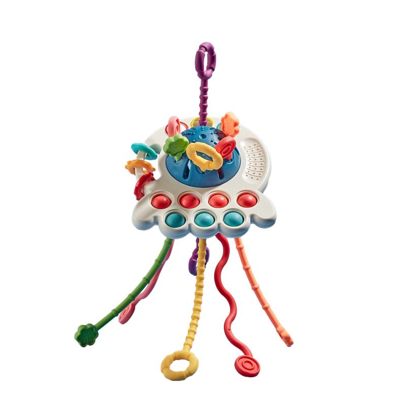 Игрушки на веревочке в виде осьминога для детей 0-3 лет, развивающие мелкую моторику, сенсорные игрушки для