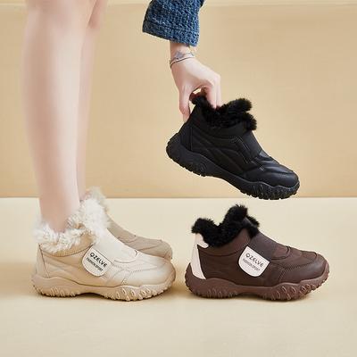 Теплые пушистые зимние ботинки для женщин Удобные ботильоны на щиколотке с меховой подкладкой из искусственной кожи Нескользящая зимняя обувь Женские уличные повседневные ботильоны для ходьбы