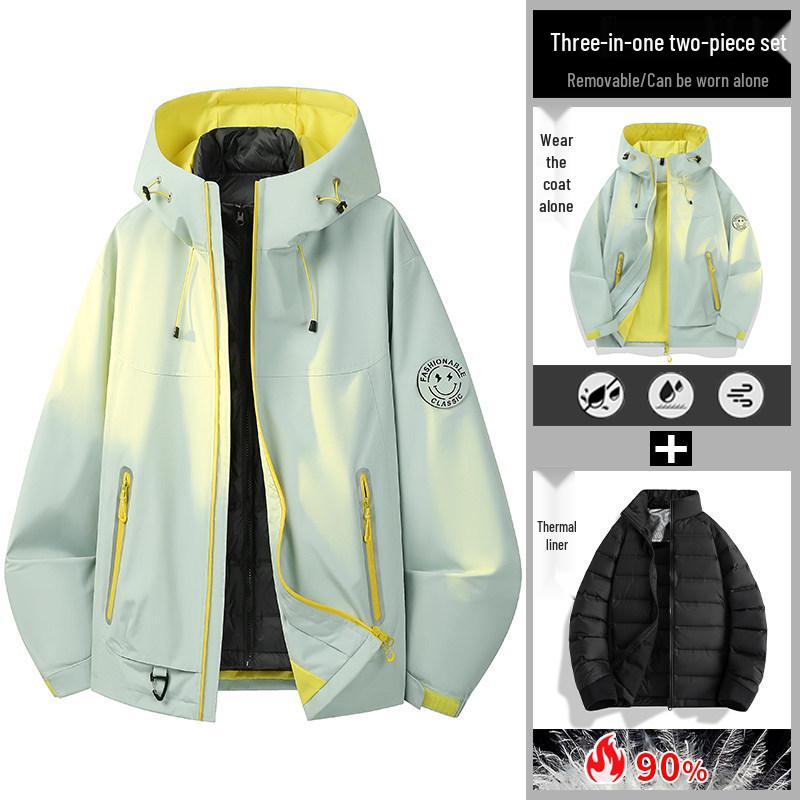Женская куртка 3-в-1 Soft Shell: Раздельная верхняя одежда из двух частей для зимнего катания на лыжах, альпинизма и ветрозащитных активных мероприятий на свежем воздухе.