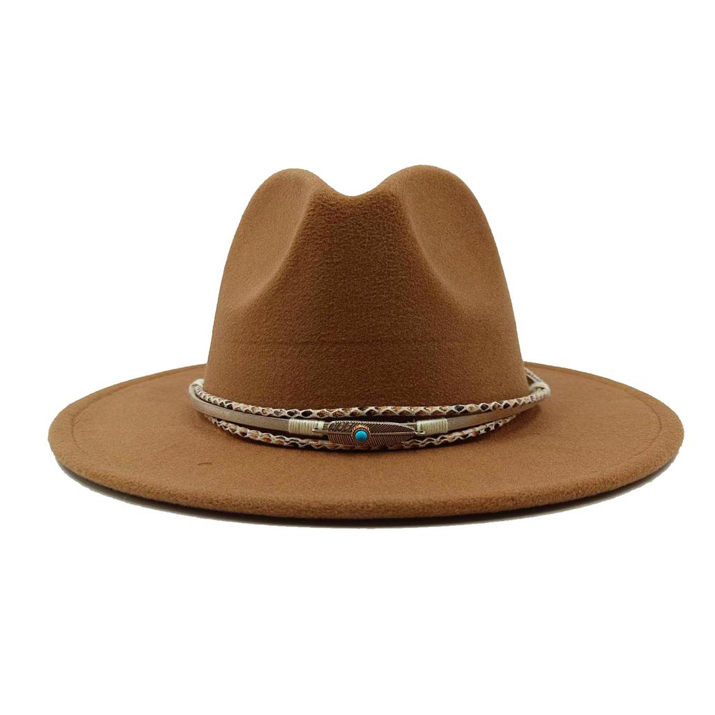 Fedora Autumn and Winter New Leaf Accessories Men's Gentlemen Women's Church Hat Wide Brimmed Jazz Hat Sombrero Hombre