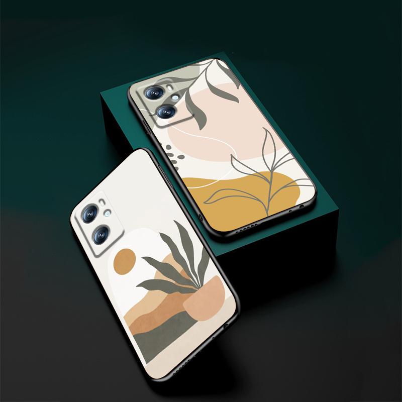 Vintage Flower Leaves For OPPO Find X6 X5 X3 A54S A5 A94 A16 A53S A57 A74 A72 A98 A78 A96 A9 5G Black Soft Phone Case