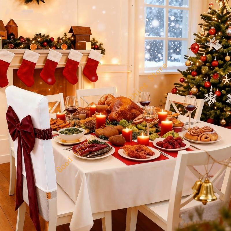 Christmas Chair Bands Festive Sashes for Dining Chairs, Holiday Party Decor, Wedding & Table Setting Accessories 55KF