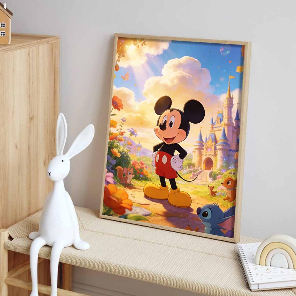 Disney Mickey Mouse and Friends castle landscape oil painting handmade painting art kit mosaic diy home decoration gift