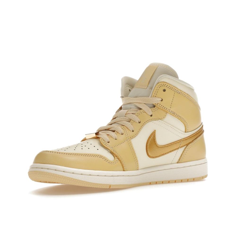 Air Jordan 1 Mid Pale Vanilla Gold Women Sneakers Cream Metallic-Gold Coconut-Milk FB9892-200