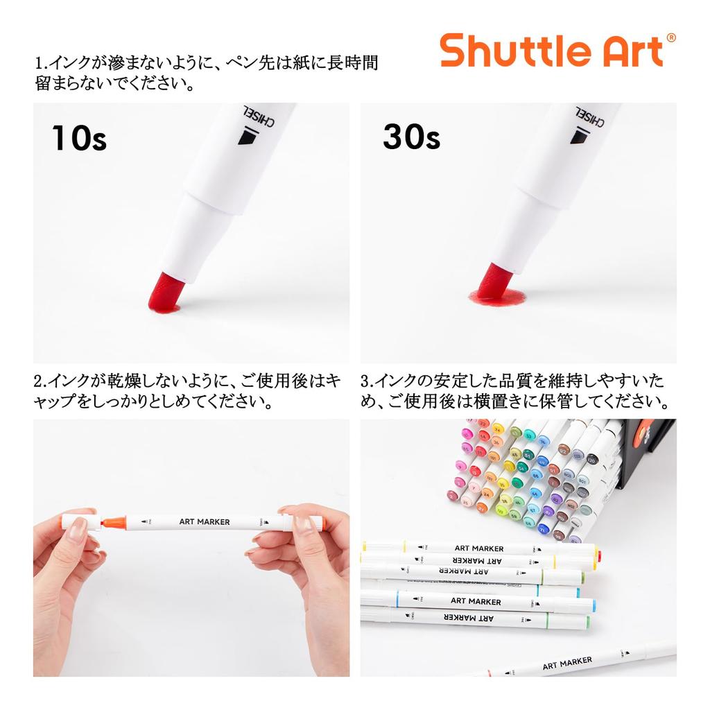 Иллюстрационные маркеры Shuttle Art, 60 цветов, Набор для начинающих: Включает маркеры с толстым и тонким концом, а также блендер-ручку. С тонким кончиком, на масляной основе, спиртовой