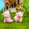 Naughty Pink Pig Toy Resin Craft Dollhouse Accessory Pig Miniature Micro Landscape Decoration