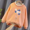 Girls' Short Sleeve Velvet Sweatshirt - Thickened Autumn/Winter 2023 Trendy Bottoming Top for Medium and Large Children.