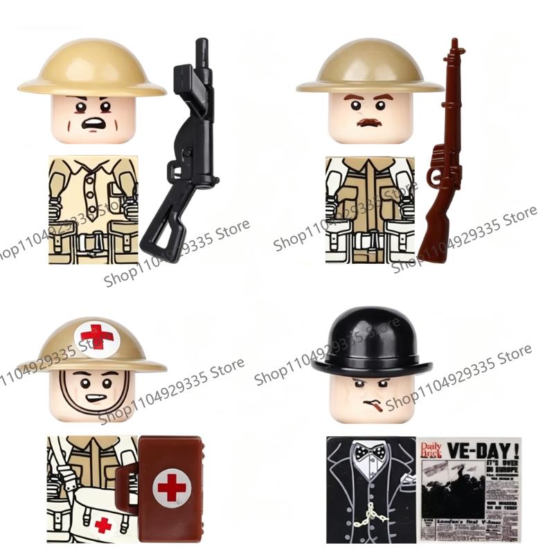 N417-422 MOC Military Soldiers Figures Building Blocks US Army Cavalry Artillery Guards Officer Accessories Guns Bricks Toys Boy