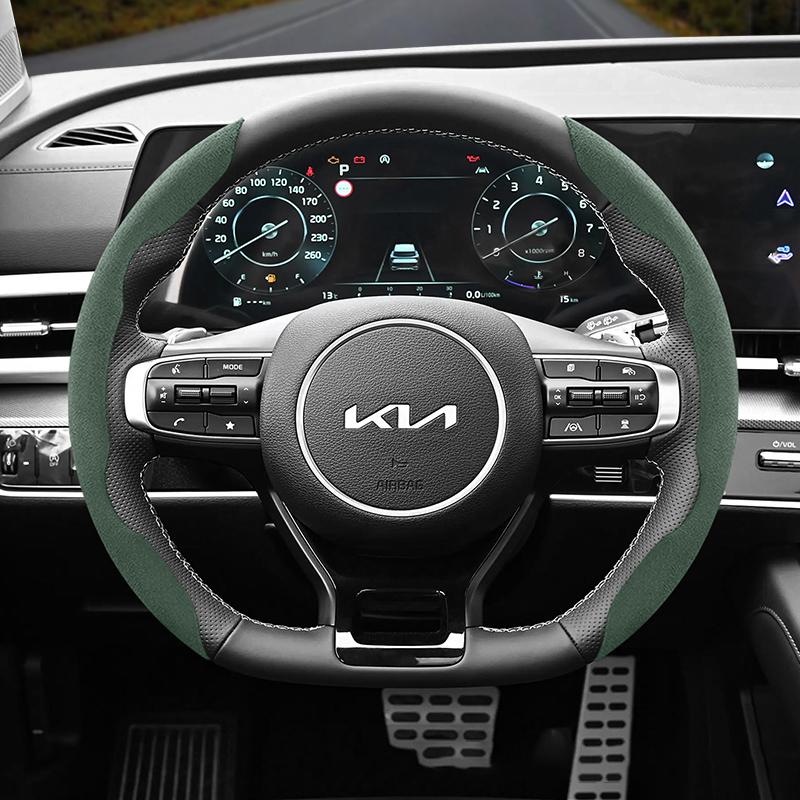 Подходит для Kia Нескользящая Пряжка Сегментированная Замшевая Накладка на Руль Подходит для Ceed Jd Picanto Sportage 3 Rio 4 Ev3 Cerato 2 Stonic Xceed Morning
