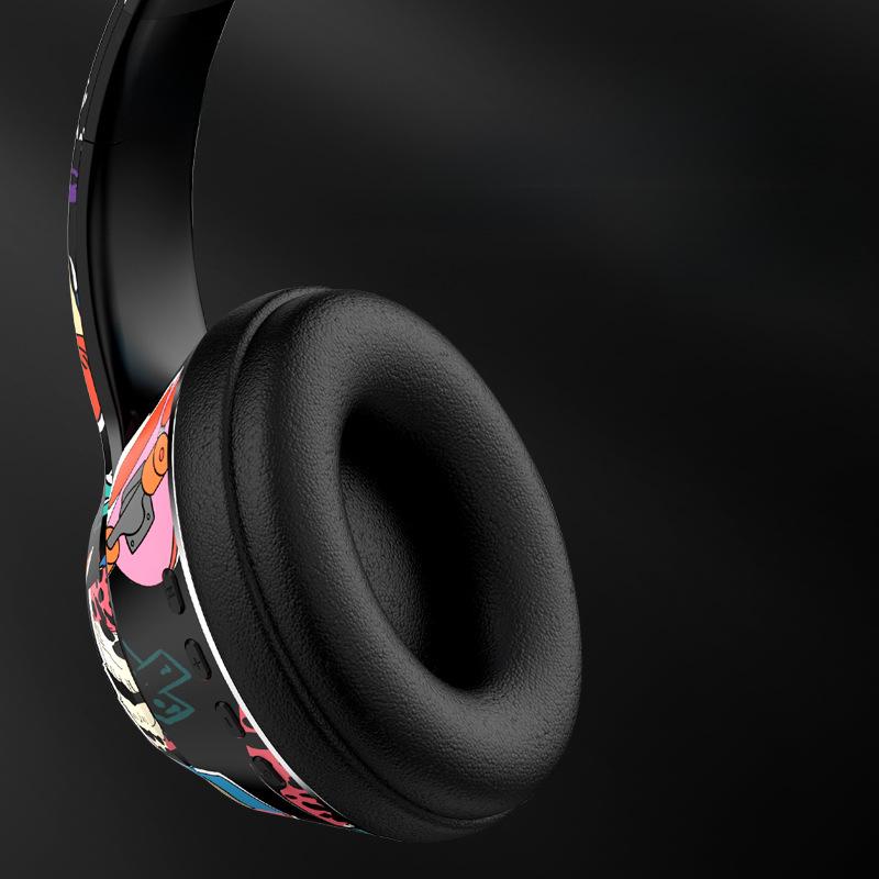 Модные наушники Graffiti Bluetooth: Беспроводные, шумоподавляющие, полноразмерные наушники для спорта и игр. Универсальная совместимость.