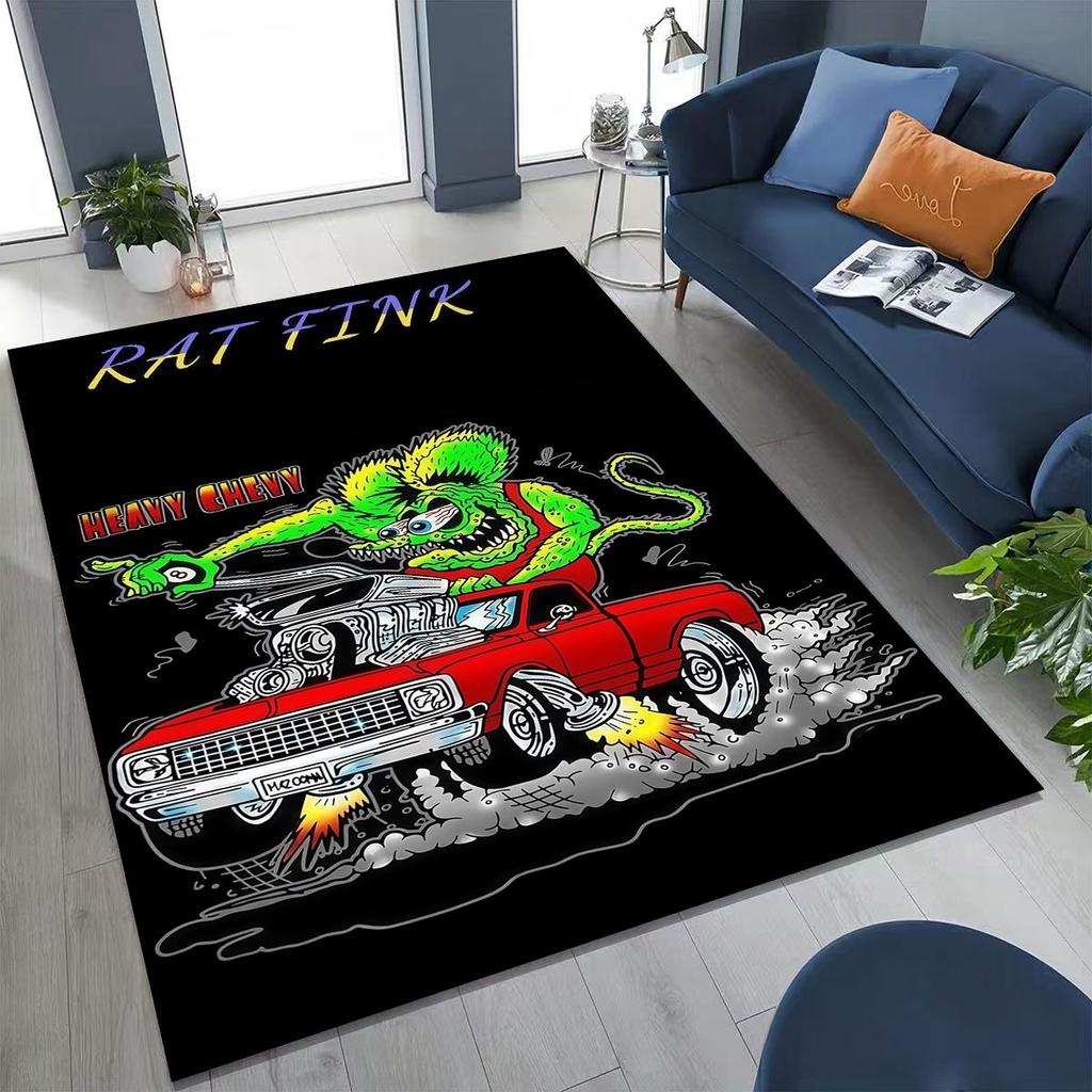 3D Бунтарский RAT FINK Автомобили Знак Мультяшный Ковер для Спальни Гостиной Дивана Дома Декор Приветственный Коврик, Большой Детский Игровой Нескользящий Напольный Коврик