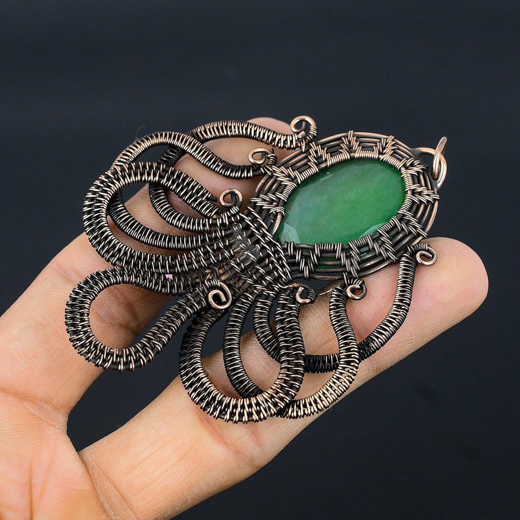 Изумрудная подвеска, Подвеска из медной проволоки 999 пробы, Ювелирные изделия с драгоценными камнями, Подвеска ручной работы, Потрясающие украшения, Подарок для нее