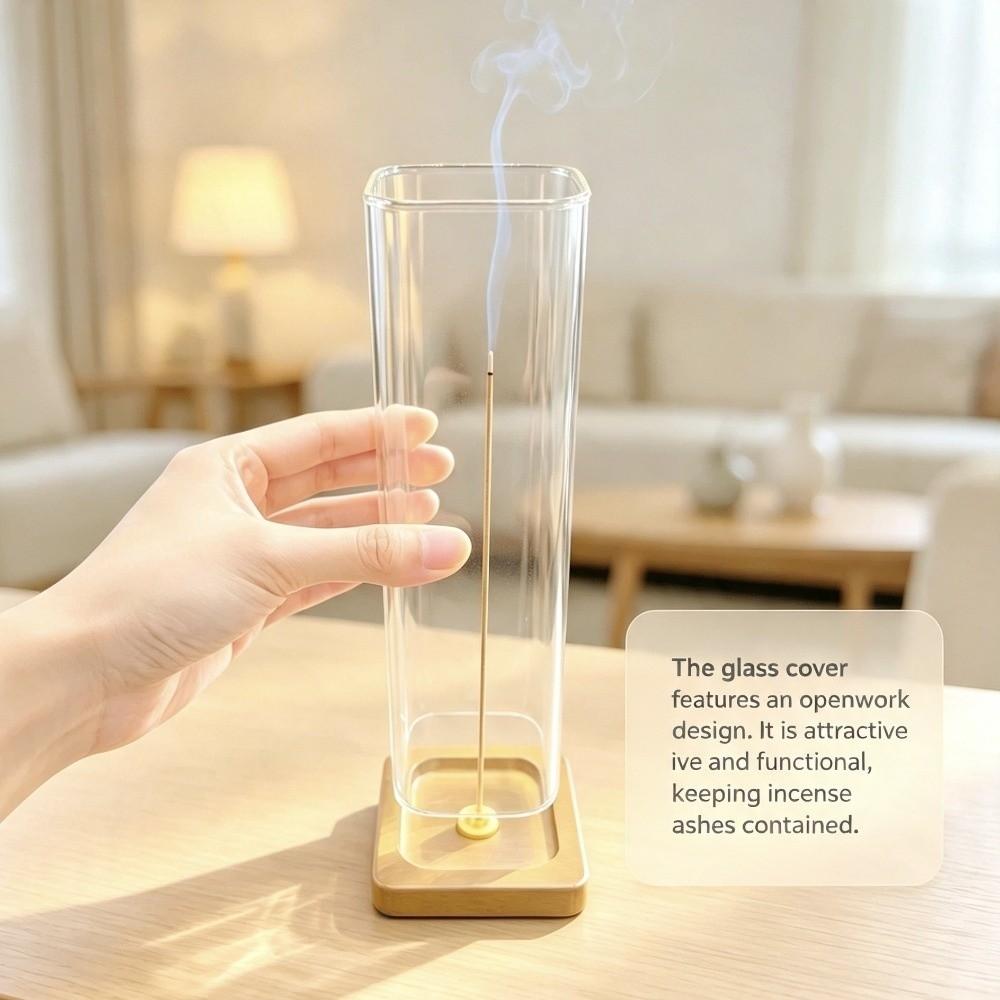 Transparent Glass Incense Holder Zen Style Anti-Ash Flying Incense Burner Ash Catcher  Yoga