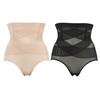 Women Shaping Brief High-waist Cross Compression See Through Breathable Holes Underwear Sexy Panties