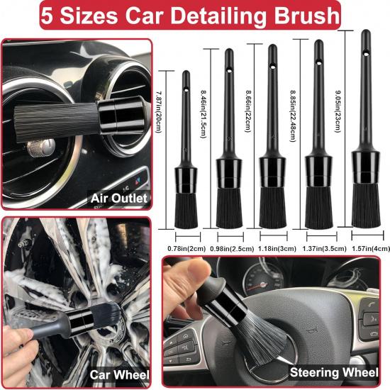 9Pcs Wheel Tire Brush Set - Cleaning Brushes For Wheels, Tires, Rims & Spokes