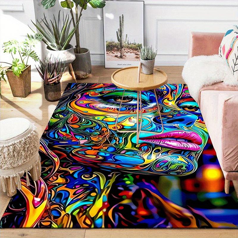 1pc Beautiful face Design Area Rug - Soft, Anti-Slip, and Durable Gaming Room Decor for Bedroom
