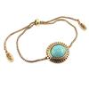 [P8158] - Golden Turquoise 'Boho' Designer Bracelet - 19x17 Mm