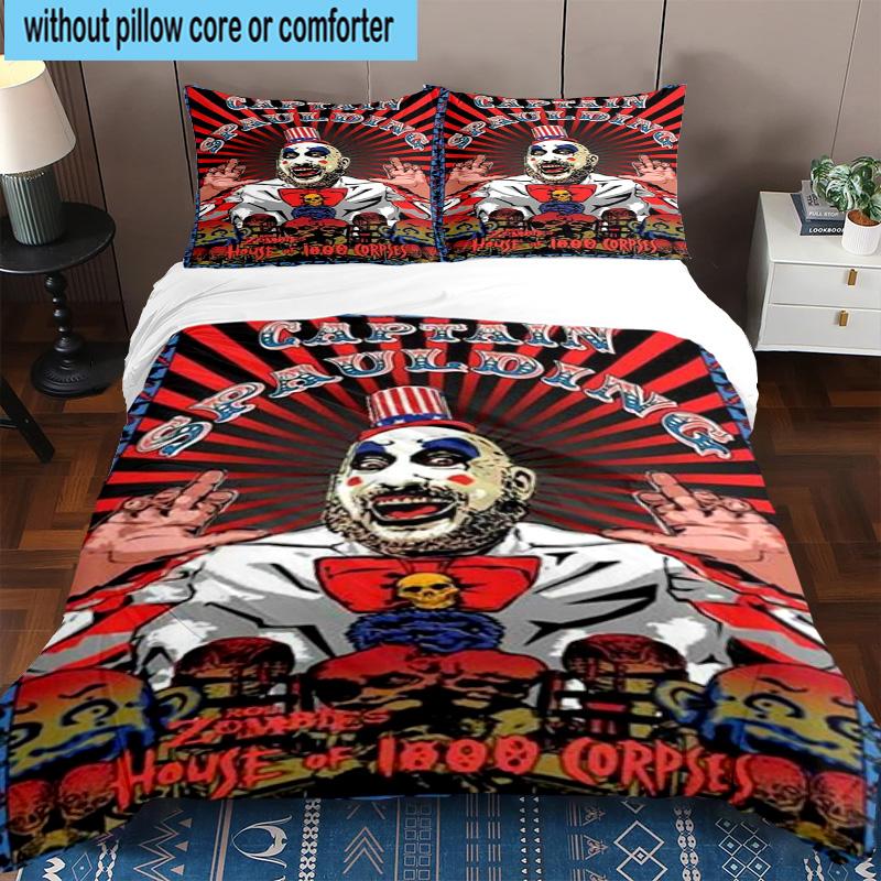 3PCS Horror Clown Laughing 3pcs Bedding,Including 3PCS Duvet Cover And 2pcs Pillowcases Perfect for Christmas,Ideal for Bedroom, Dormitory