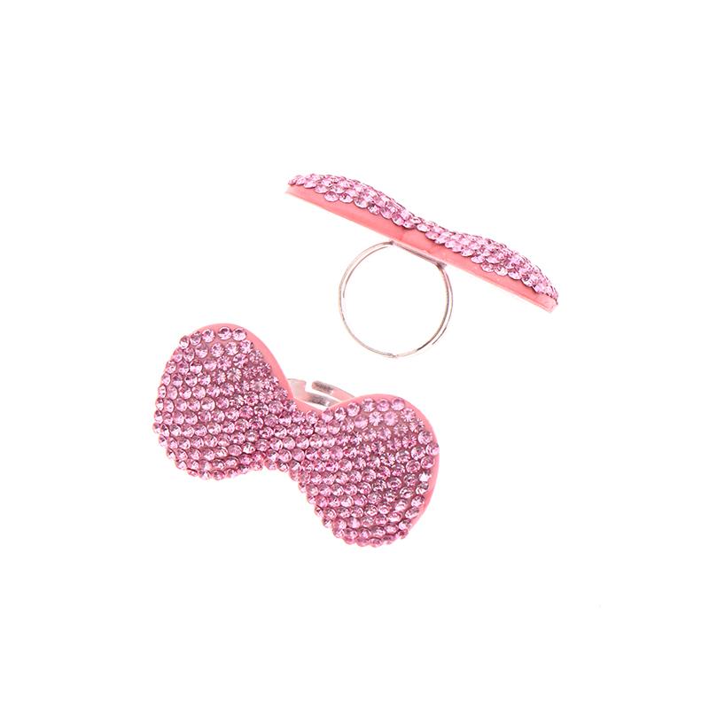 Y2K Милое Блестящее Розовое Кольцо с Открытым Бантом для Девочек Женщин Модные Заметные Ювелирные Изделия Подарки