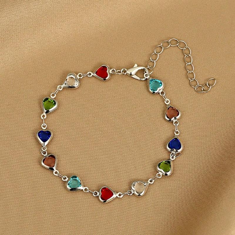1 шт. Красочный блестящий браслет с элегантным дизайном в виде кубического сердца, подходит для повседневной носки/вечеринок, подарок на фестиваль