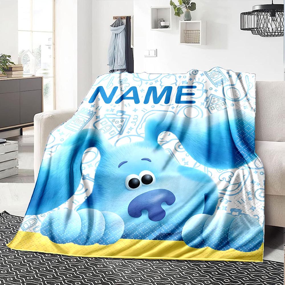 Customizable Pistas da Blue Blue’s Clues2 Throw Blanket – Personalized Name, All-Season Cozy Snug Blanket, Machine Washable, Personalized Blanket