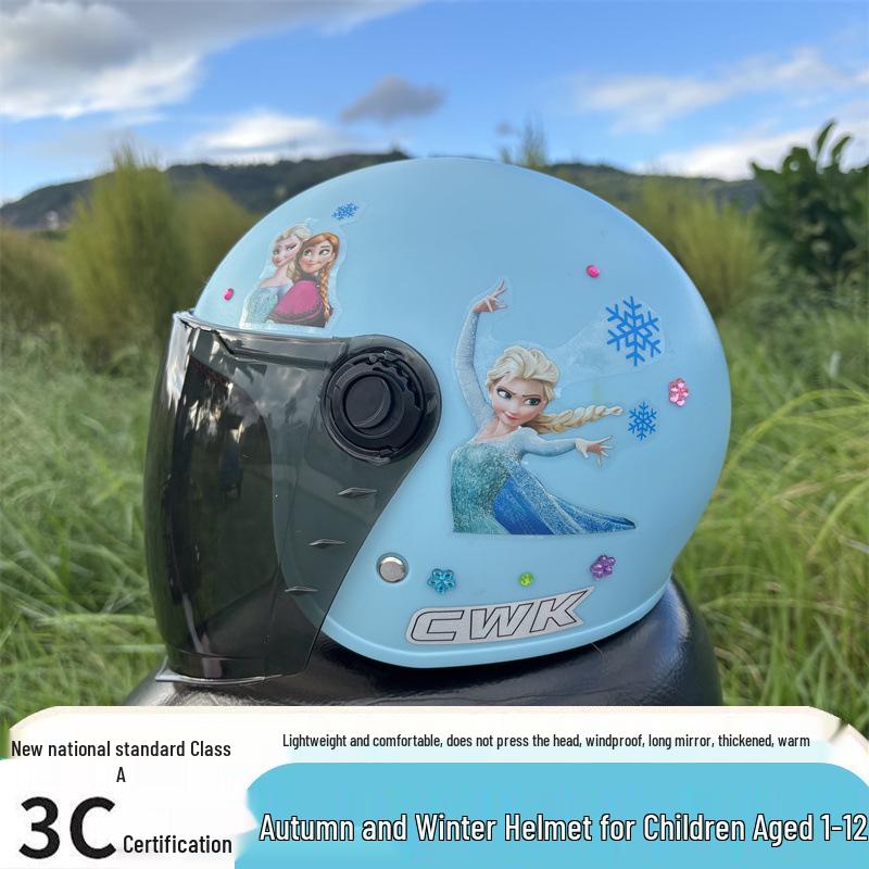 Детский электрический самокат шлем Эльза: Сертификация 3C, Возраст 1-12 лет, Теплая защита ушей для осени/зимы, Защита от холода и падения