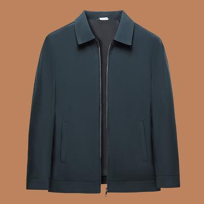 Весенне-осенняя куртка с лацканами, мужская представительская деловая куртка, на молнии, однотонная, универсальная куртка