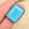 Aqua Chalcedony Gemstone 925 Sterling Silver Handmade Jewelry Design Ring For Her