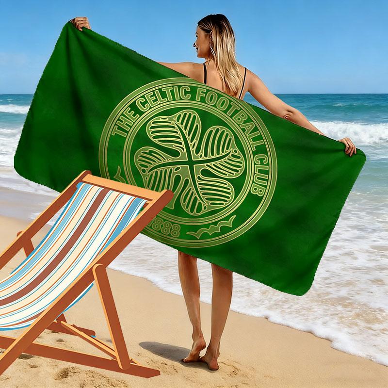 Celtic Football Team Logo Print Beach Towel, Large Soft Quick Dry Towel for Beach Camping Swimming
