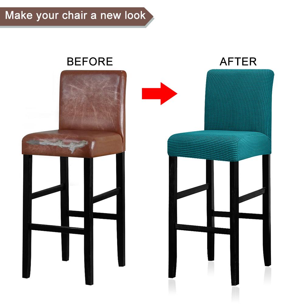 Водонепроницаемый чехол на барный стул, эластичные чехлы на стулья с короткой спинкой, съемные моющиеся, против царапин, против грязи, защита для сидений для домашнего декора