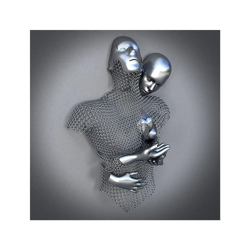 Золотая металлическая фигура статуя обнимает художественный постер, украшение дома, высокое разрешение, покраска распылением, безрамная основа для холста