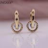 PATAYA Медные женские круглые серьги с искусственным цирконом